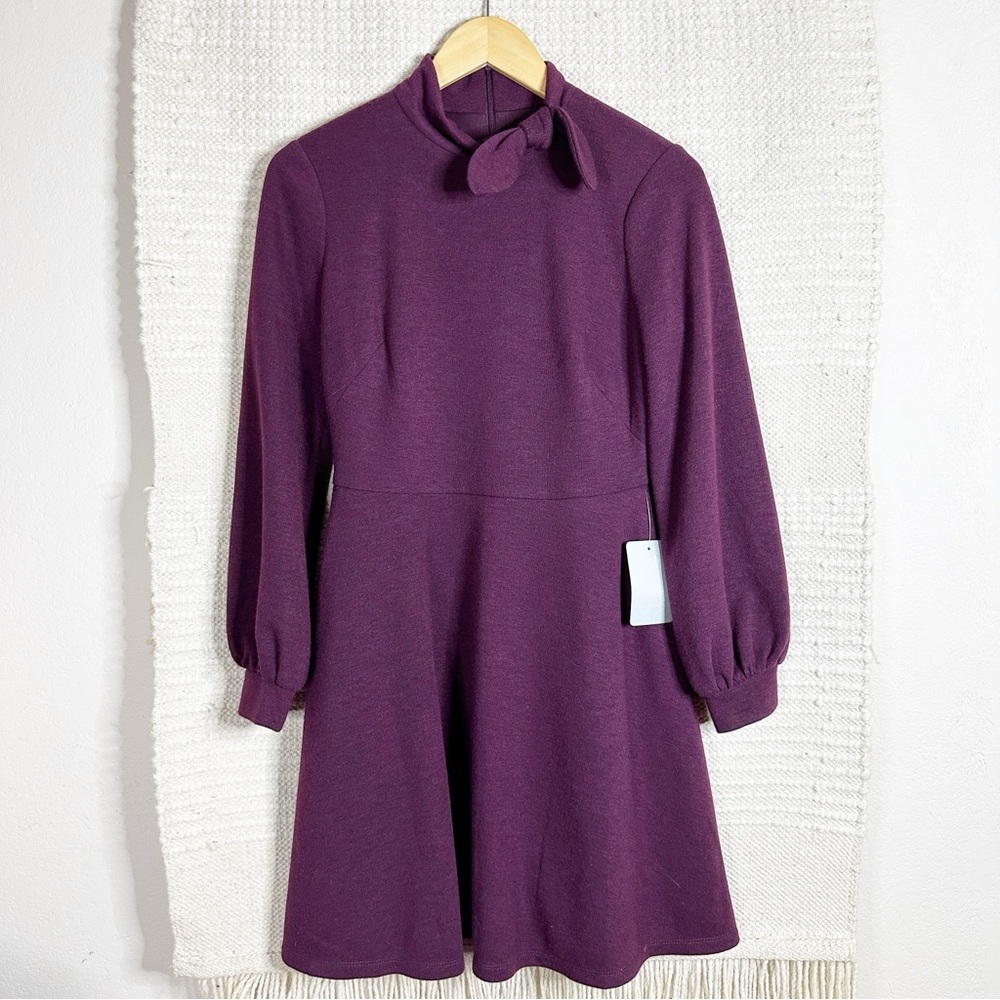 GAL MEETS GLAM black currant purple Valentina long sleeve dress 4 NEW